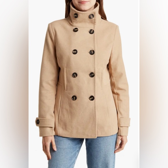 NWT Thread & Supply size s camel double-breasted pea coat PRICED TO SELL - Picture 4 of 9